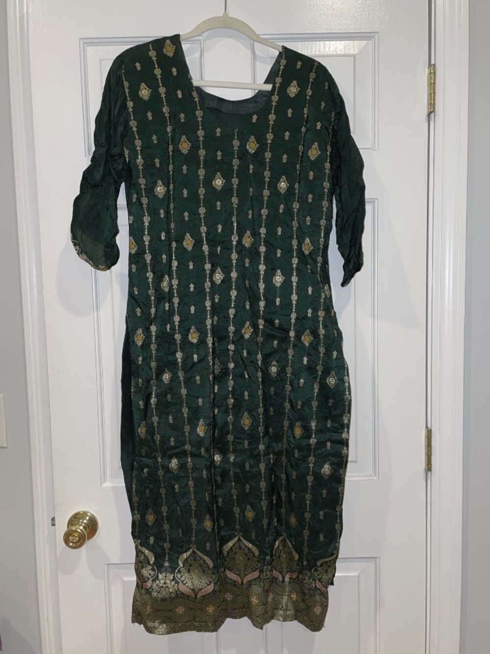 Salwar Kameez and Dupatta - Forest Green and Gold